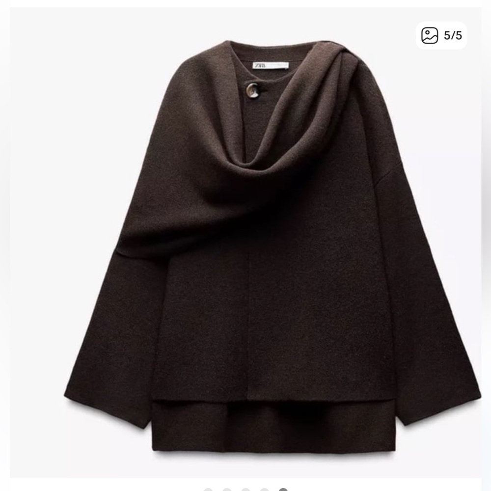 Zara Short Knit Scarf Coat - Picture 5 of 8